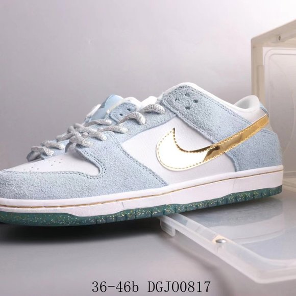 BP Toddler Sean Cliver x Nike SB Dunk Low Pro QS Holiday Special White Blue Gold